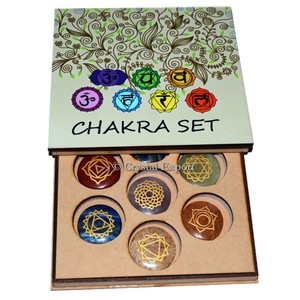 No 1 Exportadores de disco de Chakra tallado Set Caja de madera de ágata para Feng Shui Love Style Recuerdo perfecto-Comprar Chakra Set Crystal Exports - Product Image 4