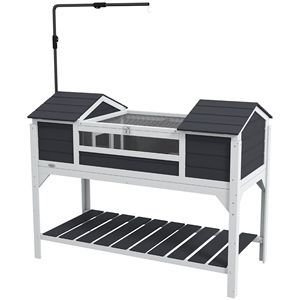 Casetta per Tartarughe Regolabile con Ripiano Portaoggetti e Doppia Zona Abitativa, Coperchio Apribile, Grigia - Product Image 1