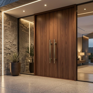 Manija de Puerta de Latón Sólido Aureus de Lujo y Duradera |   Manija Decorativa con Diseño Acanalado para Puerta Principal de Hoteles Modernos - Product Image 4