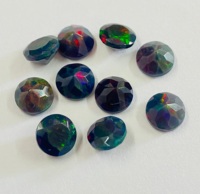 Pierre précieuse naturelle Opale noire de l'usine Rare Gems, taille brillant ronde, facettée, irisée, pierre libre du Rajasthan pour la fabrication de bijoux