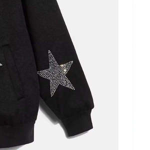 Index Apparel <b>Black</b> Oversized Hooded <b>Sweatshirt</b> With Rhinestone Stars Print Casual Unisex Autumn Wear - Product Image 6
