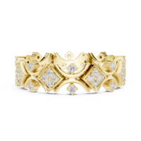 Bague d'éternité géométrique en or jaune pour femme, bijou de luxe en cristal, cadeau idéal pour mariage ou anniversaire