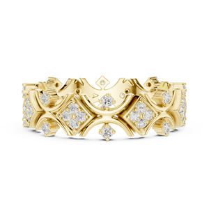 Anillo de Eternidad Geométrico en Oro Amarillo para Mujer, Joyería de Moda de Lujo con Cristales para Aniversario de Bodas, Regalo - Product Image 5