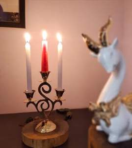 Porte-bougie en métal finition or, artisanal de qualité supérieure, décoration de table, ambiance traditionnelle, cadeau de mariage festif, centre de table - Product Image 6