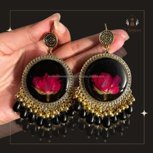 Léger réel presse sèche fleurs boucles d'oreilles goujon goutte dame Floral boucle d'oreille résine bijoux ne m'oublie pas Myosotis Sylvatica femmes - Product Image 1