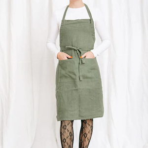 Delantal de lino para mujer con bolsillos, uniforme de trabajo cómodo y a la moda para cocina, taller, ropa de trabajo para mujer, multiusos - Product Image 4