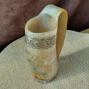 Handmade Eco-Friendly Buffalo Horn Drinking Mug with Natural Shape for Rustic Beverage Serving Viking Style Drinkware Collection - Product Image 2
