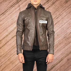 Men's <b>Leather</b> <b>Jacket</b> with Hooded Zipper up Motorcycle <b>Jacket</b> Vintage <b>Winter</b> <b>Leather</b> <b>Jacket</b> Direct Factory Supply From India - Product Image 4