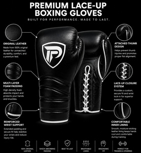 Guantes de Boxeo Dumela International Personalizados de Cuero Negro con Cordones Blancos y Logotipo, Alta Calidad, Verticales, Profesionales, Portátiles - Product Image 6