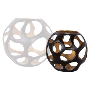 Black Iron <b>Lantern</b> With <b>Gold</b> Interior Openwork Design Heat Resistant Home Decoration - Product Image 2