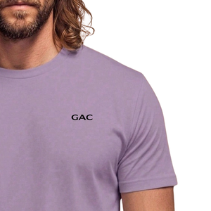 เสื้อยืดคอกลมแขนสั้นผู้ชายสีลาเวนเดอร์ สไตล์ลำลอง สตรีทแวร์ ทรงเข้ารูป เนื้อผ้านุ่มสบาย พิมพ์ลายโลโก้ เหมาะสำหรับใส่ในฤดูร้อน - Product Image 3