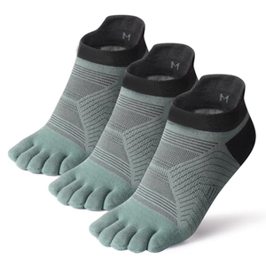 Chaussettes de sport ODM à cinq orteils, coupe basse, en maille respirante, avec talon renforcé, bande antidérapante, en coton, fabriquées sur mesure en usine au Vietnam, antibactériennes - Product Image 1