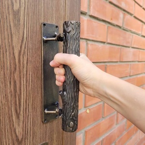 Manija de hierro forjado para puerta, fácil de instalar, textura grabada de corteza de árbol, estilo tradicional, accesorio para puerta/portón. - Product Image 6