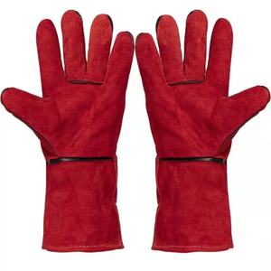 Guantes de Soldadura Rojos/Amarillos, Protección Completa para las Manos, Ligeros, Impermeables, de Cuero, Unisex - Product Image 1