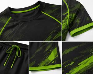 Camiseta de Natación para Hombre, Manga Larga, Estampado de Camuflaje Negro, Secado Rápido, Transpirable, Ecológica, con Detalles de Rayas Blancas, Protección Anti-UV - Product Image 5