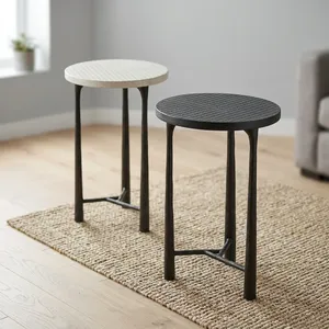 Modern Minimalist Round Coffee <b>Table</b> Set Metal Frame Marble Top <b>Nesting</b> Living Room Furniture - Product Image 6