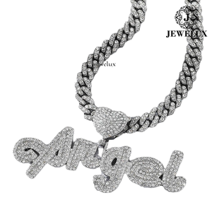 Export Quality Men's 22K Gold Plated Cuban Chain <b>Necklace</b> With Moissanite Letter Pendant Hiphop <b>Statement</b> Jewelry Rope Chain - Product Image 4