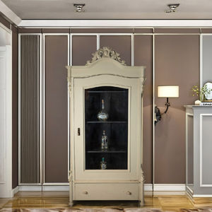 침실 홈 호텔 아파트 또는 빌라 가구를위한 서랍과 유리문이있는 전통적인 단단한 옷장 - Product Image 1