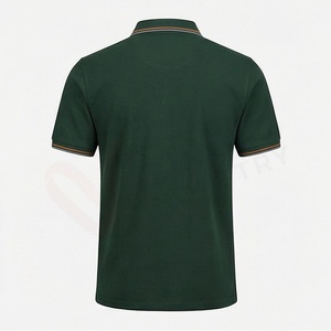Polo à manches courtes pour homme, vert foncé, coton piqué, respirant, coupe classique, design tricoté uni - Product Image 2