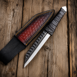 Couteau Viking Seax forgé à la main, lame en acier à haute teneur en carbone avec manche gainé de cuir, étui en cuir véritable, Bushcraft - Product Image 6