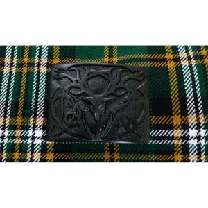 Hebilla de cinturón escocesa nueva con cabeza de ciervo y acabado negro/nudos celtas, accesorios clásicos de las Tierras Altas - Product Image 2
