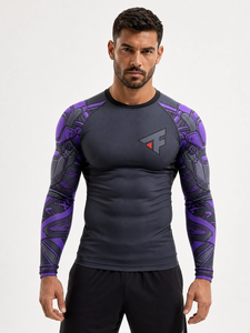 Factory Direct Sell <b>Men's</b> <b>Compression</b> Rash Guard BJJ <b>Shirt</b> Long Sleeve Breathable Eco-Friendly Custom Logo Digital Print UPF50+ - Product Image 2