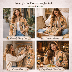 Chaqueta Bomber Bordada en Terciopelo Hecha a Mano para Mujer, Manga Larga, Cuello Alto, Abrigo de Invierno - Product Image 3