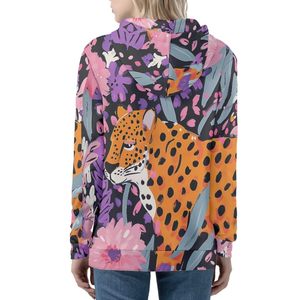 Prix de gros Sweat à capuche pour femme respirant, couleur unie, col rond, en molleton de coton, avec fermeture éclair, personnalisable, pour sublimation, imprimé motif rose - Product Image 2