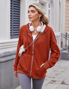 Custom Women Hooded Casual <b>Zipper</b> <b>Sweatshirt</b> Fashion Sports Loose Thin Long Sleeve Hooded Jacket <b>Sweatshirts</b> - Product Image 3