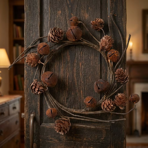 Couronne rustique en métal feuille de chêne, finition cuivre bronze vintage, élégante pour l'automne et la récolte, décoration murale ou à suspendre à la porte d'entrée pour les fêtes - Product Image 6