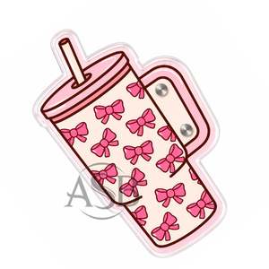 Paleta de Acrílico Sostenible para Extensiones de Pestañas con Diseño de Lazo Rosa, Taza Tumbler y Logotipo Personalizado - Product Image 2