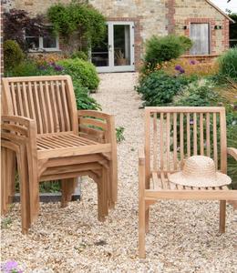 Chaises empilables en teck américain, fabriquées en Indonésie, meubles en bois massif - Product Image 1