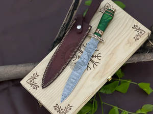 Nueva Edición de Cuchillo de Supervivencia Artesanal, Cuchillos Damasco Dogger con Mango de Resina, el Mejor Cuchillo de Caza Coleccionable, Cuchillo de Hoja Fija - Product Image 5