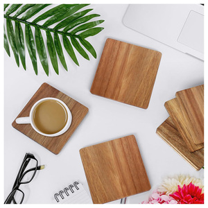 Sous-verres en bois écologiques, finition naturelle, faits à la main, coffret cadeau, sous-verres en bois, décoration rustique élégante pour la salle à manger, la cuisine, le bureau - Product Image 2