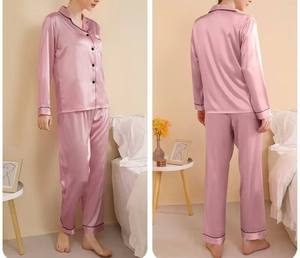 Conjunto de pijama de verano para mujer, moderno, personalizado, cómodo, de color sólido, manga larga, talla grande, transpirable y suave. Ropa de dormir para mujer. - Product Image 6