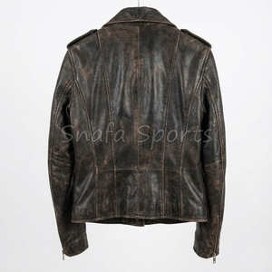 Trendy Leather Jacket for Women Featuring Vintage Distressed Texture and Soft Lining Women Leather Jacket - Product Image 2