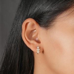 Modern Style Heart Cut Diamond Hoop Earrings Lab Grown 14K Solid Gold Wedding Proposal Fine Jewelry for <b>Bride</b> - Product Image 4