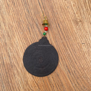 Nouvel arrivage Décoration de Noël pour l'extérieur Ornement personnalisé en cuir usiné à la main Tentures d'arbre de Noël en forme ronde en cuir de vachette - Product Image 5