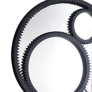 Miroir mural rond en bois sculpté Smart Art, design moderne, finition noire, cadre en MDF pour dressing, salon, couloir - Product Image 5