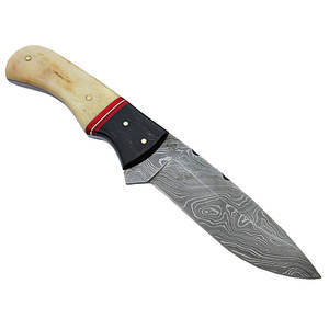 Cuchillo de Caza Hecho a Mano de Acero de Damasco con Funda de Cuero, Herramienta Utilitaria para Campismo al Aire Libre, Regalo Artesanal Premium para Amantes de la Naturaleza - Product Image 2