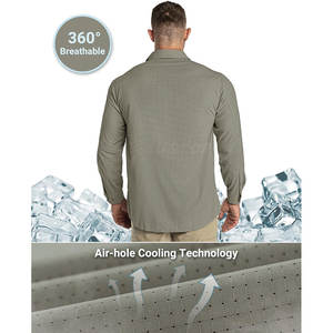 Camisas de Trabajo de Manga Larga para Hombre, Impermeables, con Protección Solar UPF50+, con Bolsillos con Cremallera, de Alta Calidad - Product Image 5