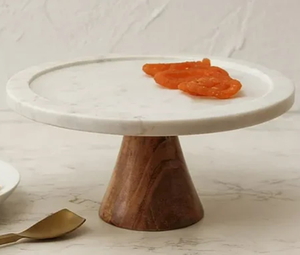 Artisanat de support de gâteau en bois et en marbre et plateau d'affichage de cupcake structuré attrayant - Product Image 4