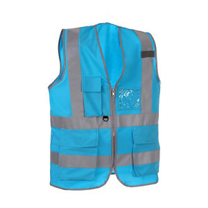 Chaleco de malla ANSI Clase 3, amarillo de alta visibilidad, cierre de cremallera, 3 bolsillos, soportes para micrófono, cinta reflectante - Product Image 2