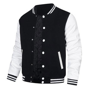 Unisex Varsity <b>Jackets</b> <b>Leather</b> Sleeve Letterman College Baseball <b>Jacket</b> Stand Stylish <b>Retro</b> Athletic Streetwear Outerwear Casual - Product Image 2