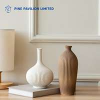 Vas Keramik Wabi-Sabi Pine Pavilion, Vas Bunga Minimalis Sederhana untuk Meja, Dekorasi Ruang Tamu, Hiasan Rumah, Pot