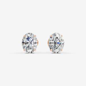 Pendientes Solitarios Ovalados Clásicos en Oro Rosa de 18K, Diseño Moderno, Certificados, Unisex, de Lujo, con Diamantes, Venta al Por Mayor - Product Image 2