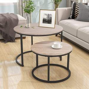 <b>Nesting</b> Coffee <b>Table</b> with Golden Frame Marble Pattern Wooden Tops Modern <b>Round</b> <b>Tables</b> for Living Room Bedroom - Product Image 4