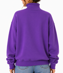 Pull à col roulé décontracté pour femme, écologique, respirant, léger, 100% coton, sweat-shirt oversize d'hiver, manches régulières - Product Image 3
