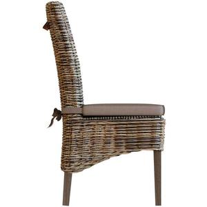 Rattan Wicker <b>Dining</b> <b>Chair</b> <b>Cushioned</b> Seat High Back Indoor Garden Side <b>Chair</b> for Home Apartment Balcony - Product Image 5