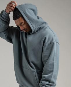 Sweat-shirt à capuche pour homme de qualité supérieure, couleur unie, surdimensionné, en molleton, décontracté, avec poche avant, pour l'automne - Product Image 2